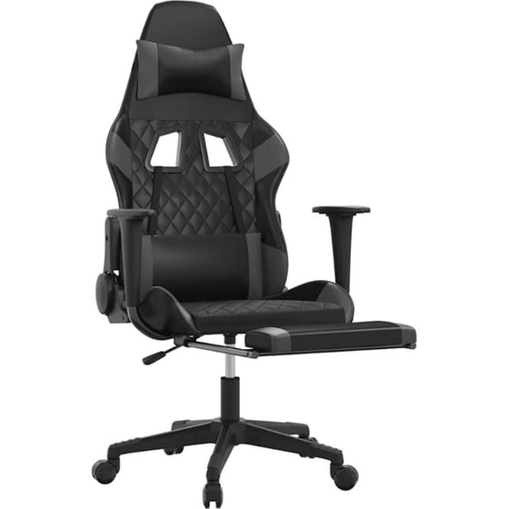 Καρέκλα Gaming VIDAXL 345526 με Υποπόδιο από Τεχνητό Δέρμα - Μαύρο image 1