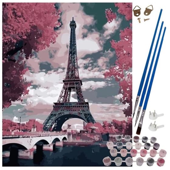 Ζωγραφική Με Νερομπογιές Σε Αριθμημένες Περιοχές Σχέδιο Eiffel Tower image 0