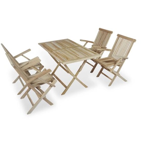 Vidaxl Σετ Τραπεζαρίας Εξωτερικού Χώρου 5 Τεμ. Από Μασίφ Ξύλο Teak image 1