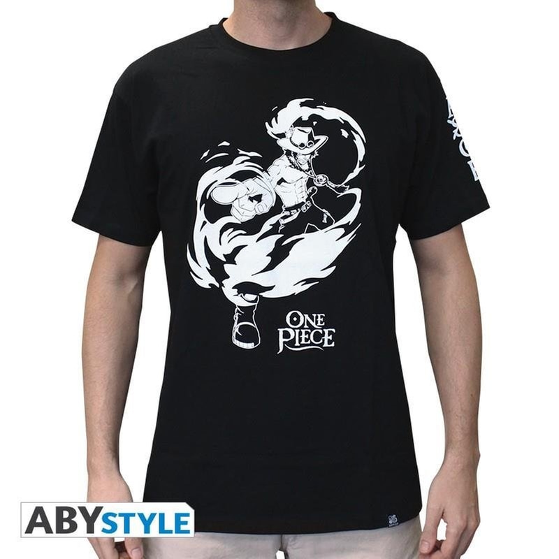 ABYSTYLE T-shirt Abystyle One Piece Ace - Μαύρο