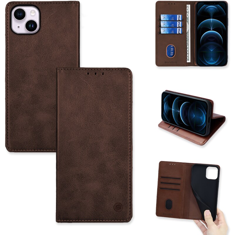 Θήκη Apple iPhone 14 Plus - Vintage Magnet Book - Καφέ