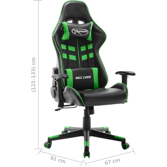 Καρέκλα Gaming VidaXL από Τεχνητό Δέρμα - Μαύρη/Πράσινη image 7