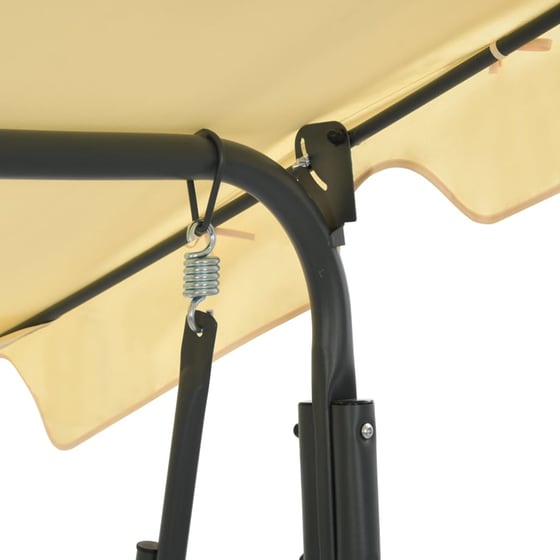 Κούνια Κήπου VidaXL με Σκίαστρο από Χάλυβα 170x110x153 cm - Λευκό Κρεμ image 4