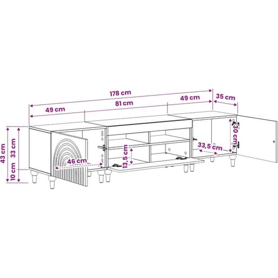 Έπιπλο Τηλεόρασης VidaXL με LED 3 τμχ 178 x 35 x 43 cm - Γκρι Σκυροδέματος image 7