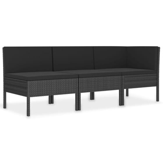 Vidaxl Σετ Καναπέ Κήπου 3 Τεμ. Μαύρο Από Συνθετικό Ρατάν Με Μαξιλάρια image 2