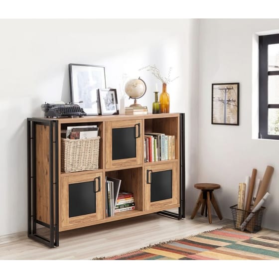 Μπουφές 24Mall Sinistra Atlantic Pine από Μοριοσανίδα 126x35x89 cm - Καφέ/Μαύρος image 2