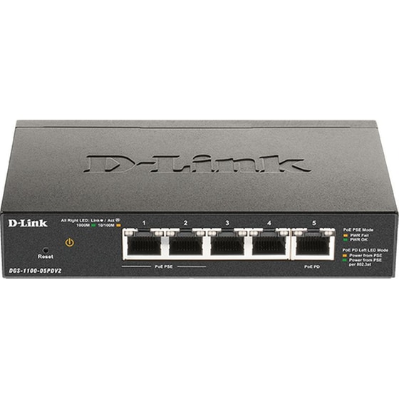 D-LINK DGS-1100-05PDV2 Powered Smart Managed Switch L2 Gigabit Εthernet (100/1000) 5-Port PoE image 0