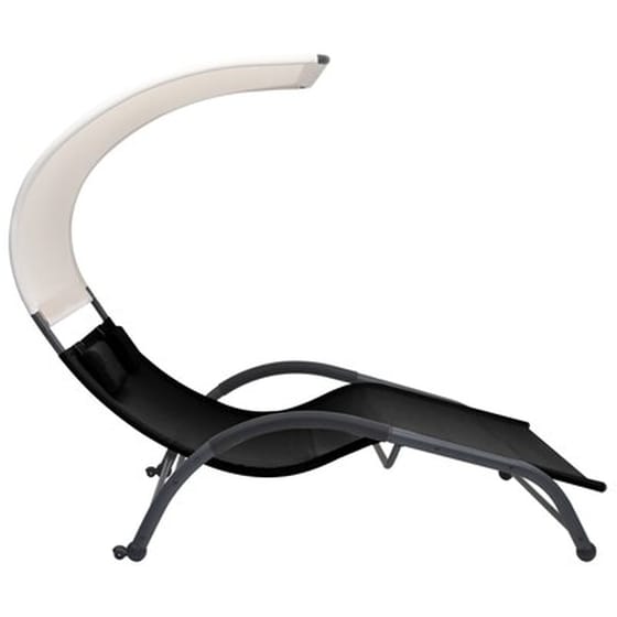 Ξαπλώστρα VidaXL Διπλή με Σκίαστρο από Textilene 190x137x158 cm - Μαύρο/Μπεζ image 3