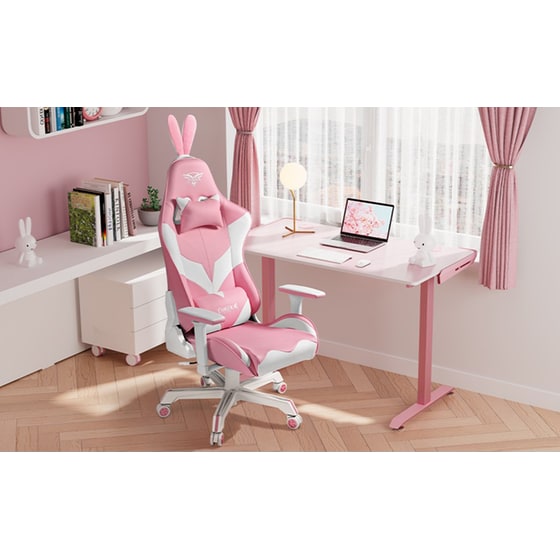 Gaming Chair Eureka Ergonomic Pink Bunny - Ροζ image 1
