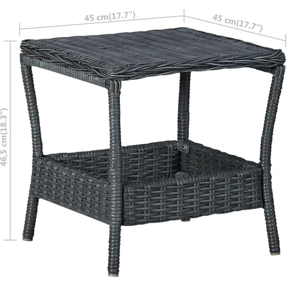 Τραπέζι Εξωτερικού Χώρου VidaXL από Ρατάν 45x45x46.5 cm - Σκούρο Γκρι image 4