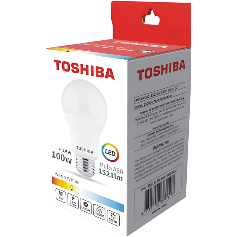 Λάμπα LED Toshiba A60 E27 14W 3000K - Θερμό Λευκό