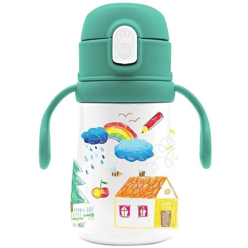 Παγούρι Θερμός Must Team Ανοξείδωτο Με Χερούλια Καλαμάκι Happy Doodle 350ml