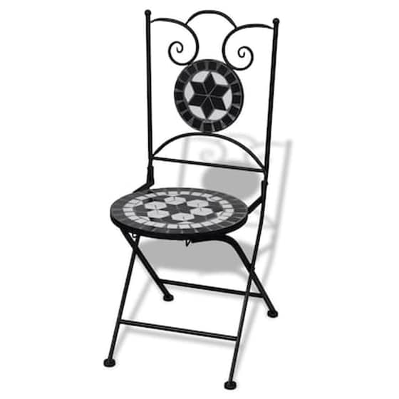 Καρέκλες Vidaxl Bistro Πτυσσόμενες Κεραμικές 2 Τεμ. 37x44x89cm - Μαύρο/Λευκό image 2