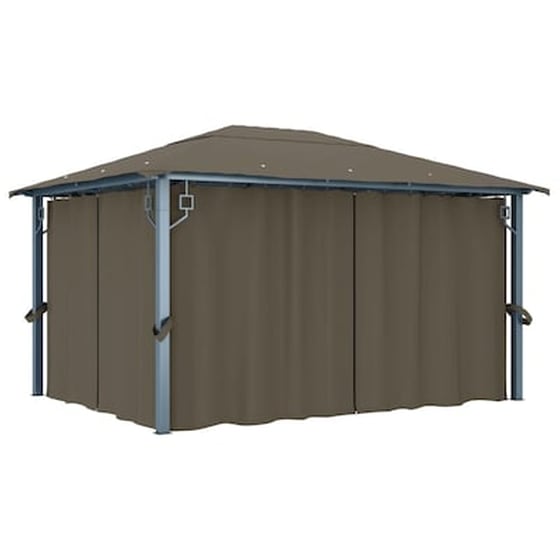 Κιόσκι Vidaxl Αλουμίνιο με Κουρτίνα και Φωτάκια 400x300cm - Taupe image 2