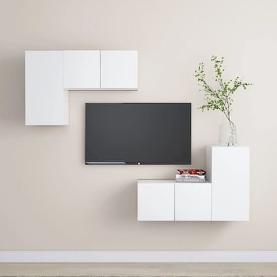 Έπιπλα Τηλεόρασης VidaXLΜοριοσανίδα 4 Τμχ 60x30x30 cm - Λευκό image 0