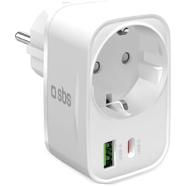 Φορτιστής Πρίζας SBS Multi-Socket Charger 1x USB-C / 1x USB-A 20W - White