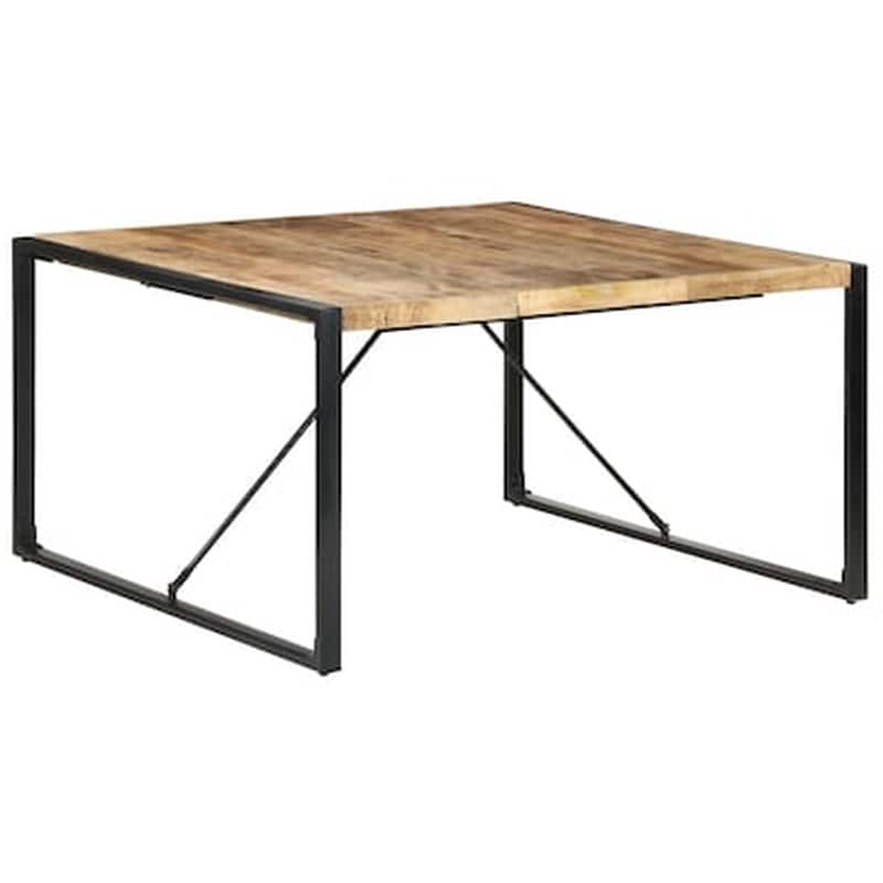 Τραπεζαρία Vidaxl από Ακατέργαστο Ξύλο Μάνγκο 140x140x75 cm - Μαύρο/Καφέ