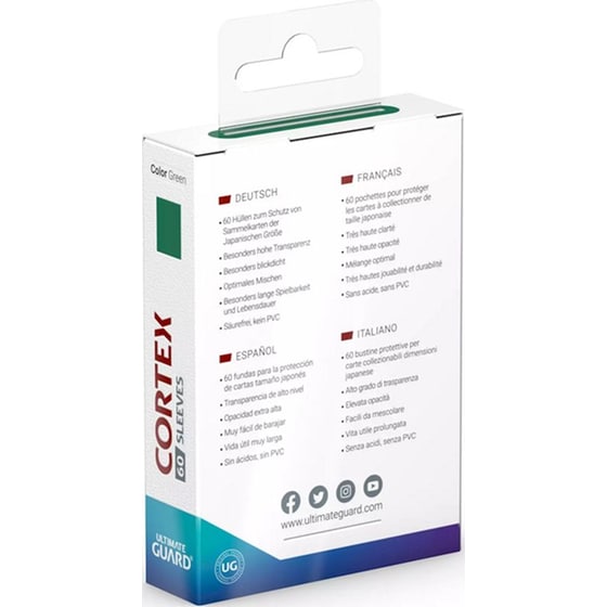 Ultimate Guard Cortex Card Sleeves Japanese Small Size - Green (60 Sleeves) image 2