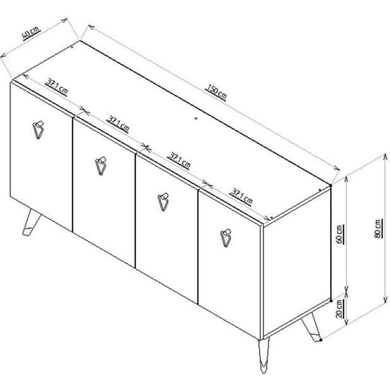 Μπουφές 24Mall Barto από Μοριοσανίδα 150x80x40 cm - Λευκός/Χρυσός image 3