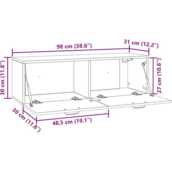 Επιτοίχιο Έπιπλο Τηλεόρασης VidaXL 98x31x30 cm image 10