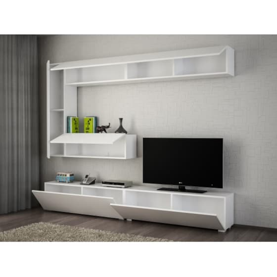 Έπιπλο Τηλεόρασης 24Mall Piemonte από Μοριοσανίδα 240x31.5x37 cm - Λευκό image 2