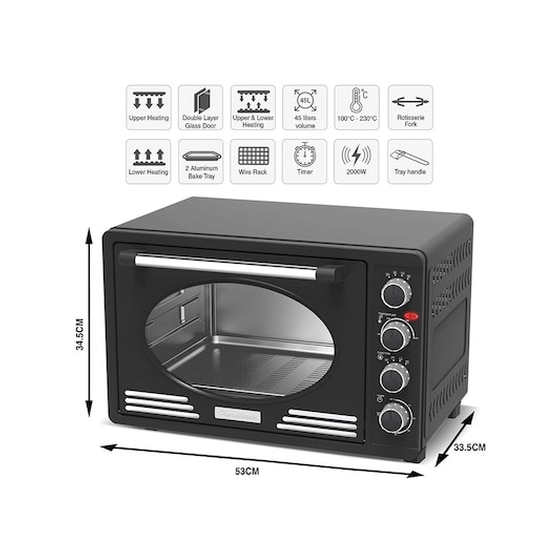 TURBOTRONIC TT-EV45R 45 Lt Μαύρο Ηλεκτρικό Φουρνάκι image 1