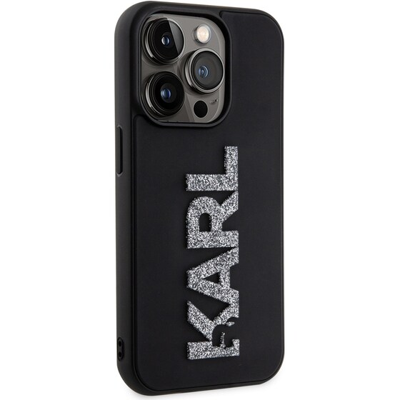 Θήκη Apple iPhone 15 Pro Max - Karl Lagerfeld Karl 3D Logo Glitter Cover Hard Case - Glitter/Black image 4