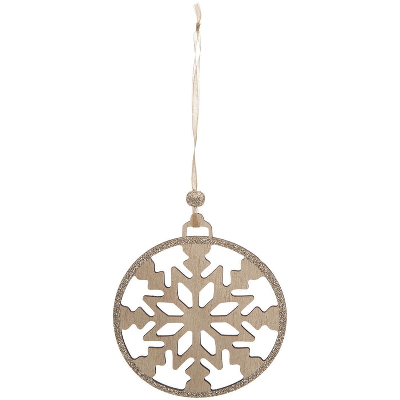 Χριστουγεννιάτικο Στολίδι Spitishop A-s Round Snowflake 184303 Ξύλινο 1 Τμχ - Χιονονιφάδα