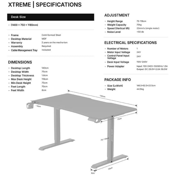 Γραφείο Gaming Anda Seat Xtreme με Αυξομειούμενο - Wood & White image 4