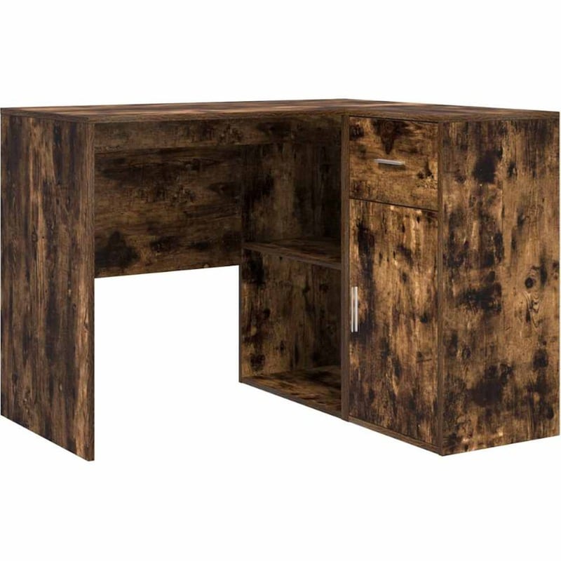 Γωνιακό Γραφείο VidaXL με Συρτάρι 102x88x75 cm - Καπνιστή Δρυς