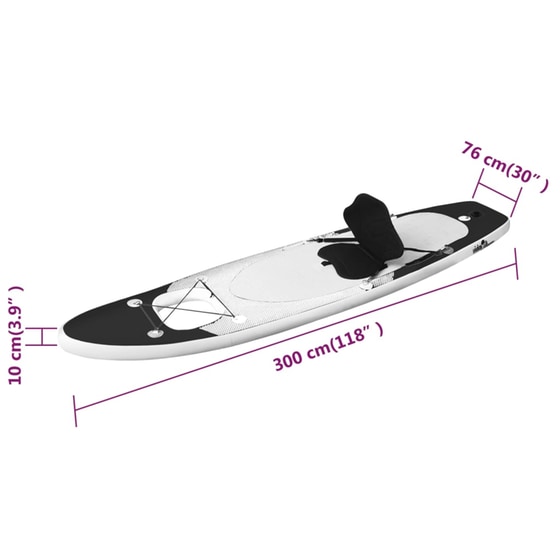 Φουσκωτή Σανίδα SUP VidaXL 300x75 cm - Μαύρη image 11