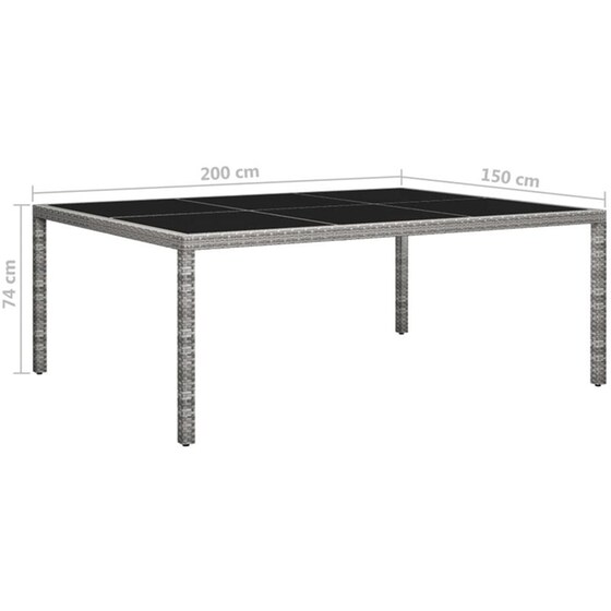 Τραπέζι Εξωτερικού Χώρου VidaXL από Ρατάν 200x150x74 cm - Γκρι image 4