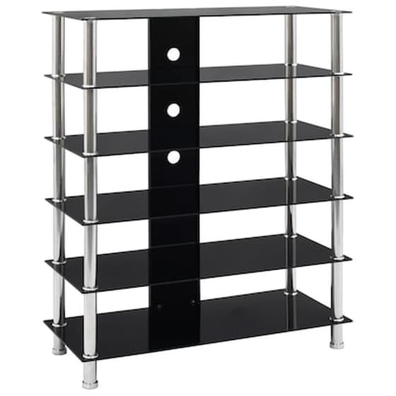 Vidaxl Έπιπλο Hifi Μαύρο 90 X 40 X 113 Εκ. Από Ψημένο Γυαλί image 1
