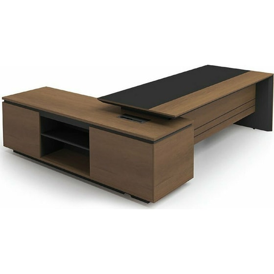 Γραφείο 24Mall 180x75x75cm Καρυδί Δρυς-Μαύρο image 0
