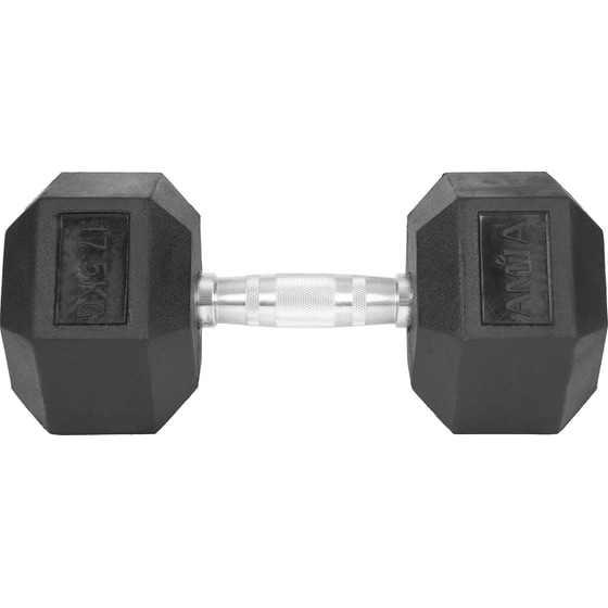 Βαράκι Εξάγωνο 17.5kg Amila Rubber Cover Class A 84542 από Χυτοσίδηρο - Μαύρο image 1