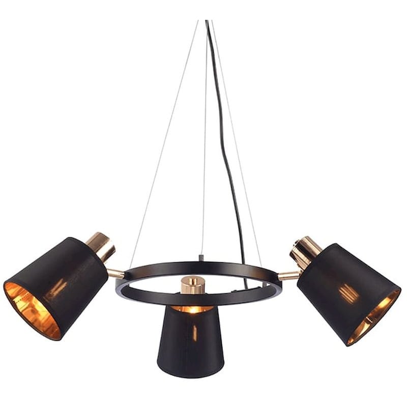 Φωτιστικό Οροφής Τρίφωτο Aca Norma Eg213p63bk Υφασμάτινο/Μεταλλικό - Μαύρο/Χρυσό