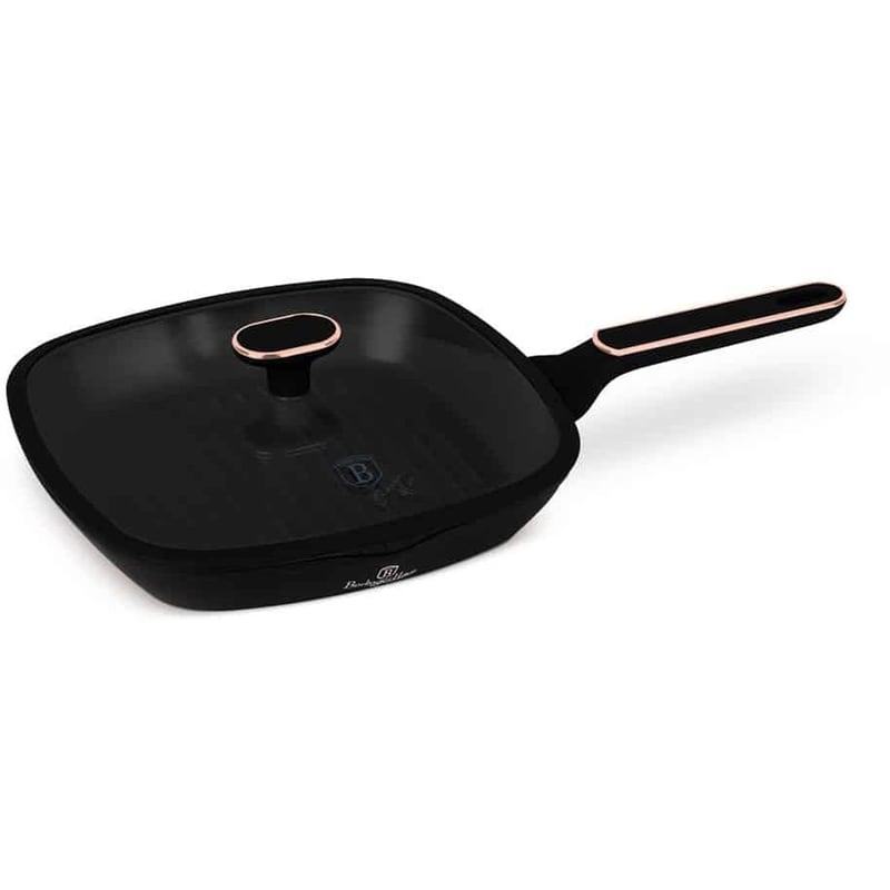 Αντικολλητική Γκριλιέρα με Καπάκι BERLINGER HAUS Black Rose Collection BH-8355 28 cm Μαύρο