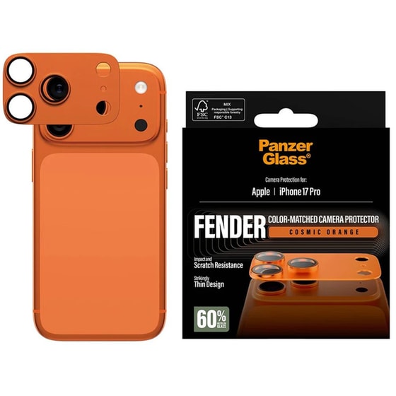 Προστατευτικό καμερών Apple iPhone 17 Pro - PanzerGlass Fender Camera Protector - Cosmic Orange image 1