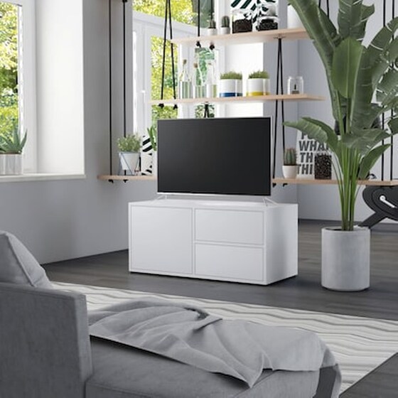 Έπιπλο Τηλεόρασης VidaXL από Μοριοσανίδα 80x34x36cm - Λευκό image 1