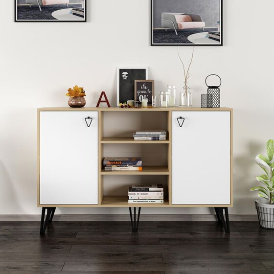 Μπουφές 24Mall Tono Sapphire από Μοριοσανίδα 140x40x96 cm - Καφέ/Λευκός image 2