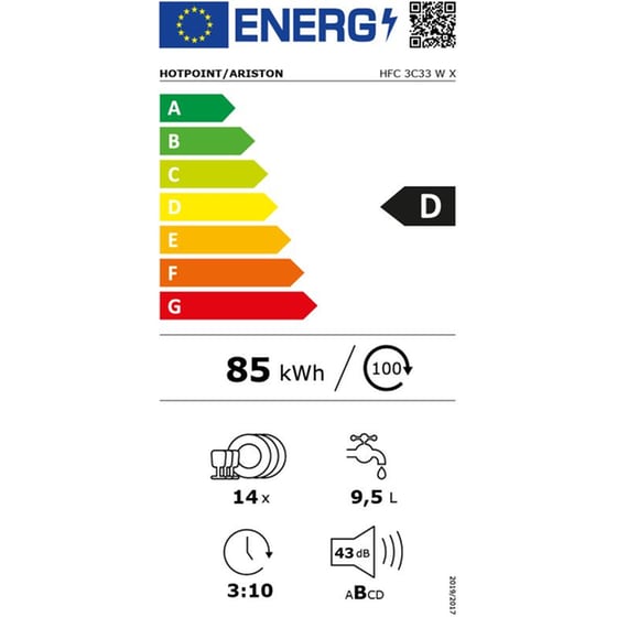 HOTPOINT HFC 3C33 W X για 14 Σερβίτσια Πλυντήριο Πιάτων image 10