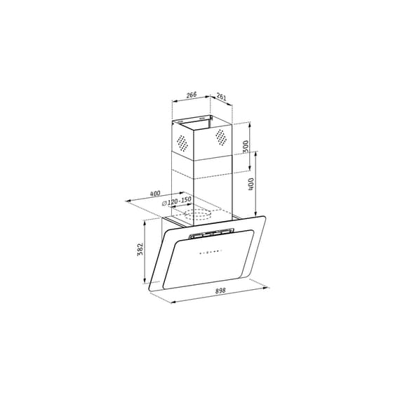 PYRAMIS Vetrio 065039601 90cm Inox/Μαύρο Απορροφητήρας Καμινάδα - Τζάκι image 1