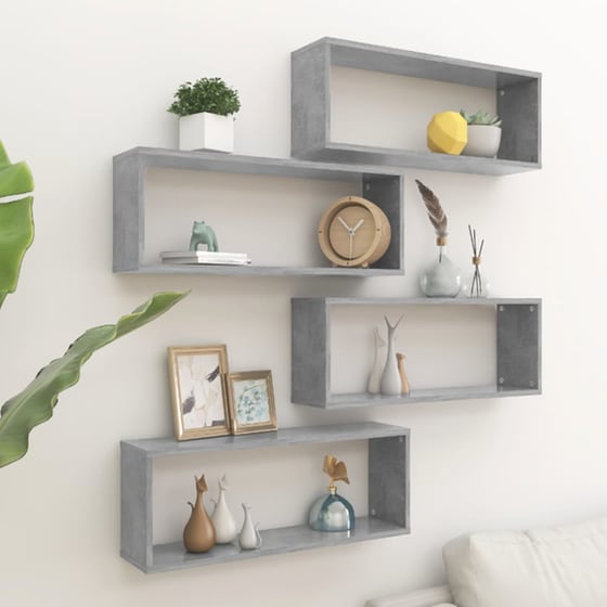 Ράφια Τοίχου VidaXL από Μοριοσανίδα 60x15 cm 4 Τμχ - Γκρι image 1
