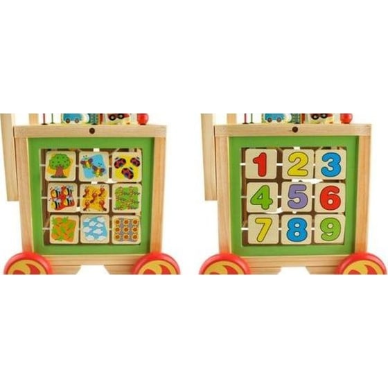 Εκπαιδευτική Περπατούρα Aria Trade Κύβος Δραστηριοτήτων Με Παζλ, Ρολόι & Άβακα Ξύλινη Για Μωρά 12+ Μηνών - 33x34x45.5-48 cm, Κιτρινό image 9