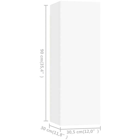 Έπιπλα Τηλεόρασης VidaXL Μοριοσανίδα 4 Τμχ 30.5x30x90cm - Λευκό image 4
