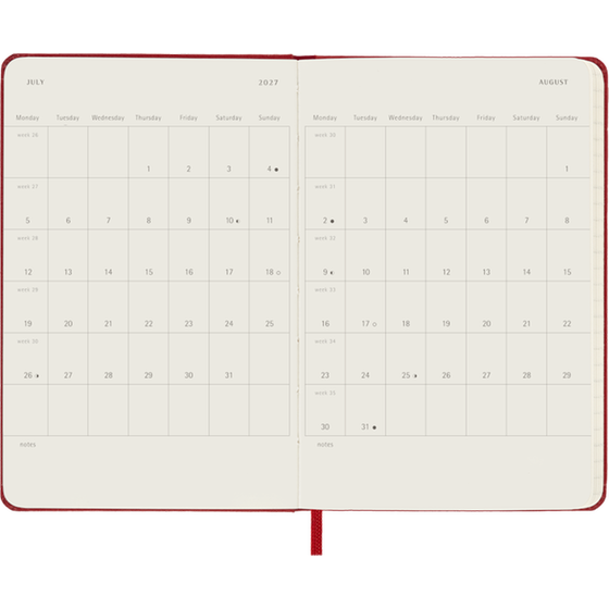 Ημερολόγιο Εβδομαδιαίο 2027 Moleskine 12M Pocket Hardcover Κόκκινο image 3