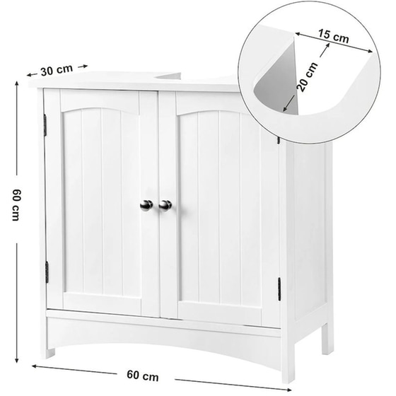 Ντουλάπι Μπάνιου Νιπτήρα Vasagle Bbc01wt από MDF 60x30x60cm - Λευκό image 9