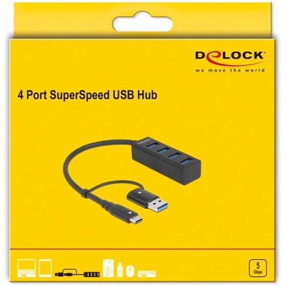 Delock 63828 USB Hub 3.2 με 4 θύρες - Μαύρο image 2
