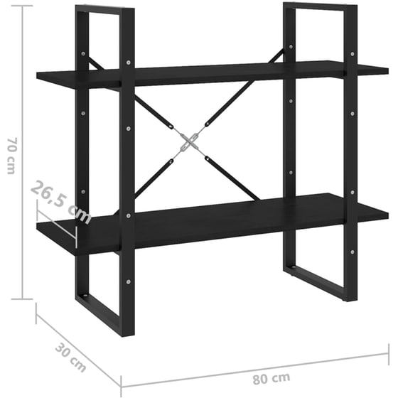 Βιβλιοθήκη VidaXL από Μέταλλο 80x30x70 cm - Μαύρο image 7