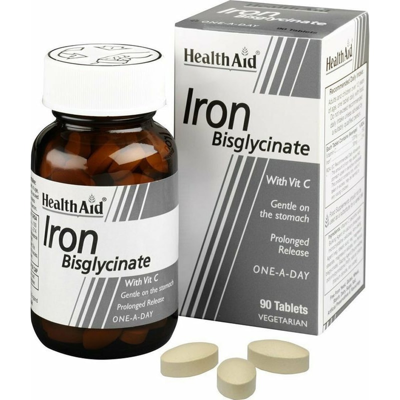 HEALTH AID Ειδικό Συμπλήρωμα Διατροφής Health Aid - Iron Bisglycinate With Vitamin C - 30 Ταμπλέτες